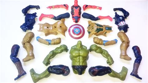 Merakit Mainan Captain America Action Figure Vs Spider Man Hulk Smash