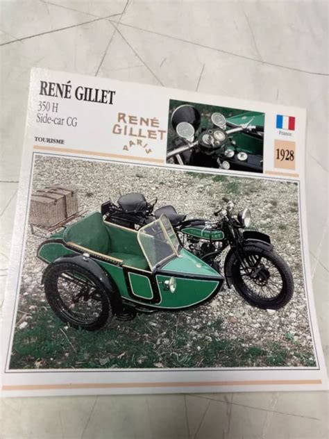 RENÉ GILLET 350 H side car CG 1928 fiche carte moto de collection Atlas