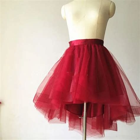 Pretty Red Tulle Tutu Skirt Ribbon Zipper Waistline Knee Length Skirt