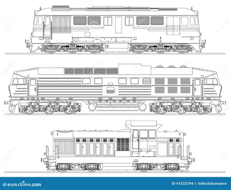 Locomotives Drawing On White Background Stock Illustration - Image: 41533794