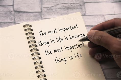 Inspirational quote text - The most important thing in life is knowing