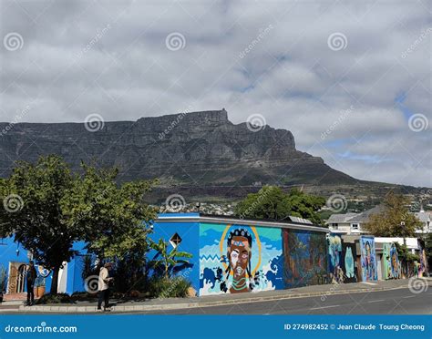 Beautiful Street Art In Cape Town With Table Mountain As Backdrop