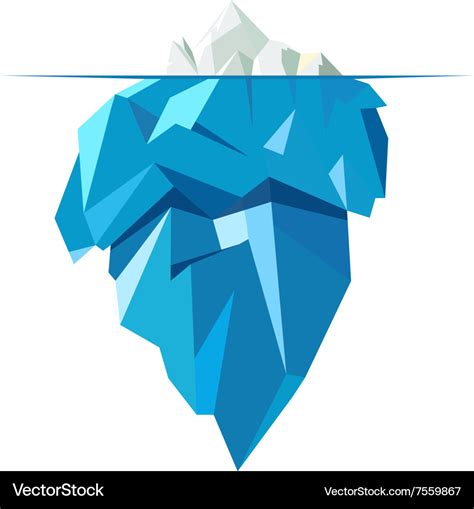 Isolated Full Big Iceberg Flat Style Royalty Free Vector