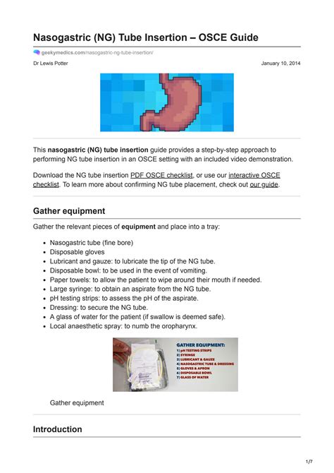 Solution Geekymedics Com Nasogastric Ng Tube Insertion Osce Guide