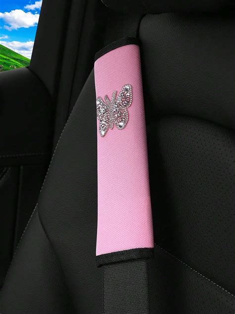 1pc Blingbling Rhinestone Butterfly Car Seat Belt Shoulder Pad Cover Comfortable And