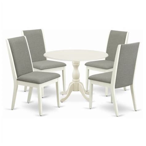 East West Furniture Dublin 5 Piece Wood Dining Set In Linen White