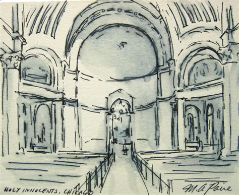 Church Interior Drawings: Waiting - Michelle Arnold Paine