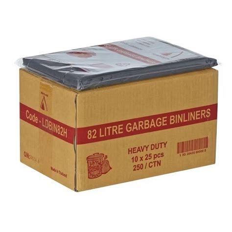 Heavy Duty Ldbin82h Garbage Bag Black 82l Ctn 250 25 X 10