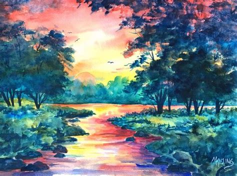 Sunrise Watercolor Painting at PaintingValley.com | Explore collection of Sunrise Watercolor ...