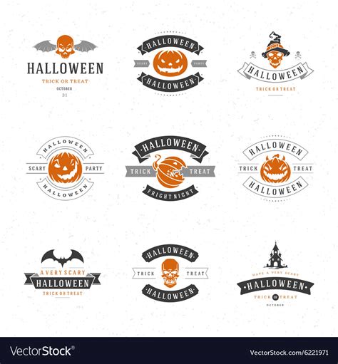 Set Vintage Happy Halloween Badges And Labels Vector Image