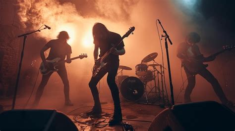 Una Banda Toca En El Escenario Frente A Un Escenario Con Una Banda