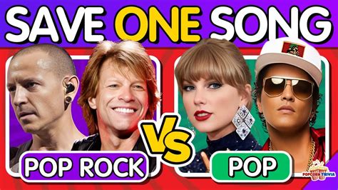 Save One Song 🎵 Pop Rock Vs Pop 🔈 Music Quiz Youtube