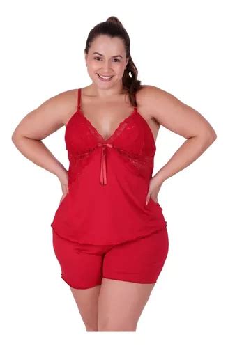 Short Doll Plus Size Rendado Sensual Linha Noite Verão Sexy MercadoLivre