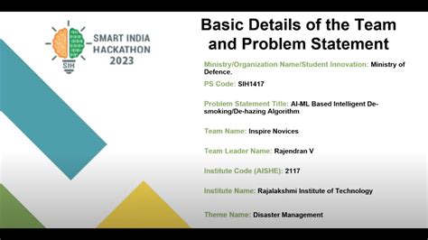 SIH 2023 Problem Statement Al ML Based Intelligent De Smoking De