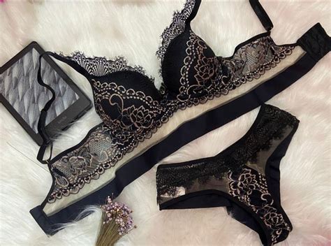 Conjunto De Lingerie Renda E Tule Preto E Nude Maria Helena Avelar Conjunto De Lingerie
