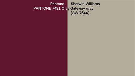 Pantone 7421 C Vs Sherwin Williams Gateway Gray Sw 7644 Side By Side Comparison