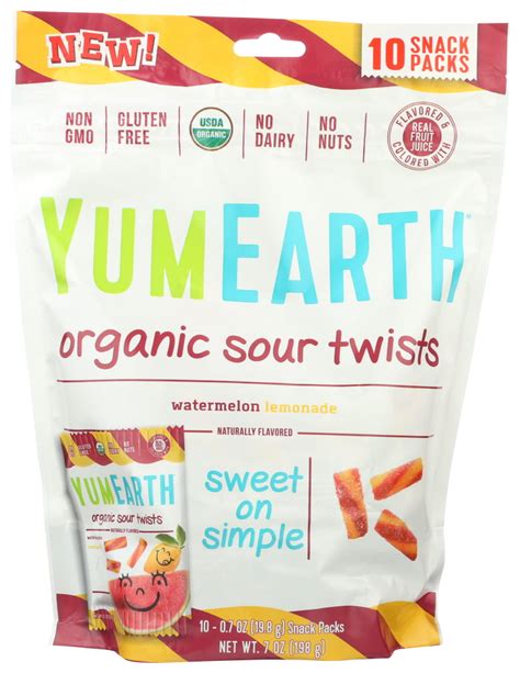 Yumearth Organics - Organic Sour Twists - Watermelon Lemonade , 10/.7 Oz - Walmart.com - Walmart.com