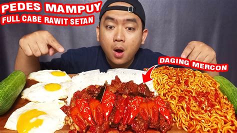 Parah Mukbang Oseng Daging Mercon Full Cabe Rawit Mie Goreng