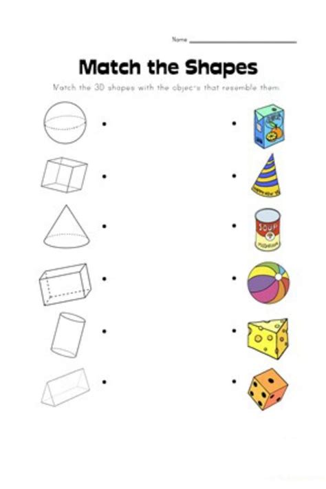 Match The Shape Shapes Worksheet Kindergarten Shapes Worksheets 3d