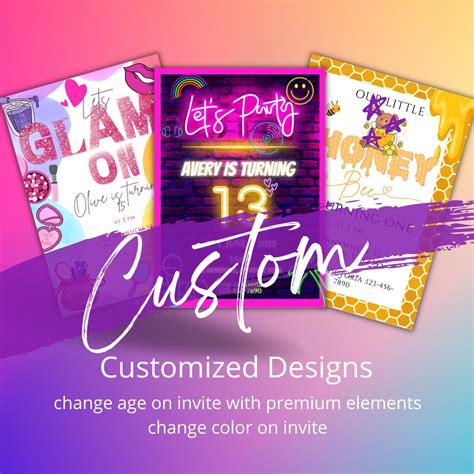 Custom Birthday Invitations, Digital Birthday Invitations, Party ...