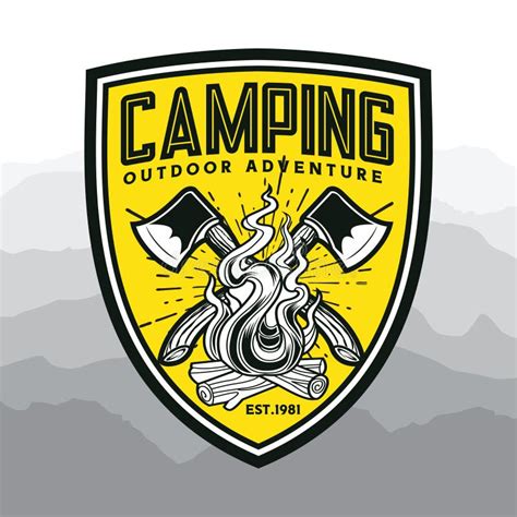 Camping Lamp Vintage Black and White Adventure Outdoor Logo Vector ...