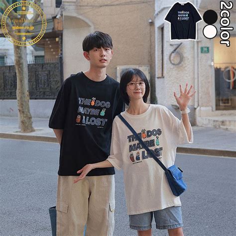 Minana ペアtシャツ お揃い カップル レディース メンズ ペアルック 超人気 可愛い 個性 韓国風 Tシャツ Oversize