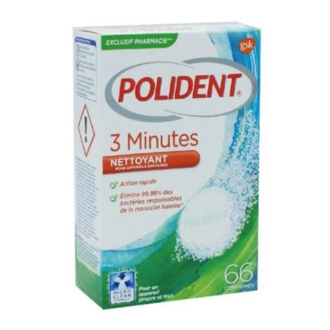 Polident 3 minutes nettoyant 66 comprimés Pharmacie du Centre