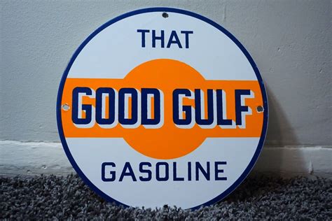 Vintage Good Gulf Porcelain Metal Sign Gas Station Pump Plate Motor Oil