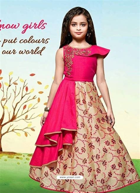 Sizzling Magenta Party Wear Gown For Girls Kids Designer Dresses