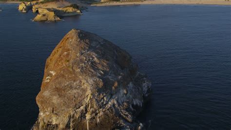 Aerial View Of Haystack Rock, Pacific City, Oregon Stock Footage Video ...