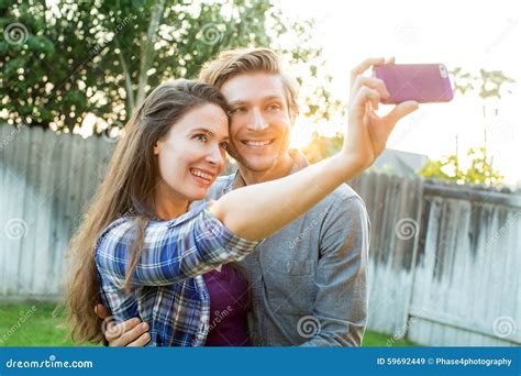 Couple Taking Selfie Stock Photo Image 59692449