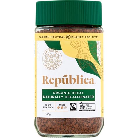 Republica Organic Instant Coffee 100 Pure Decaffeinated 100g Woolworths