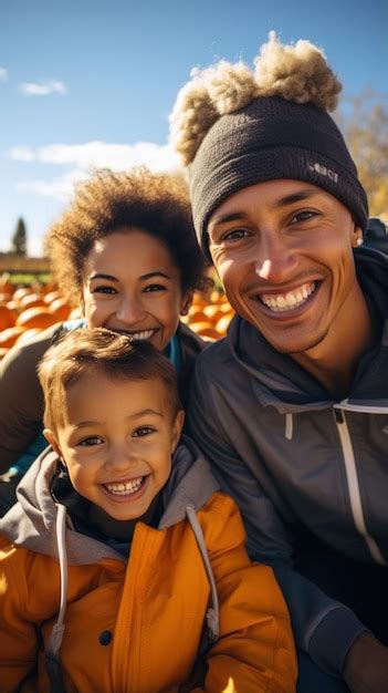 Premium AI Image | Hayride through a pumpkin patch with family