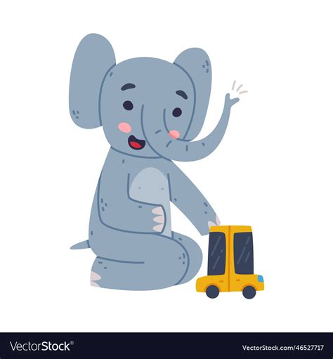 Funny Elephant With Large Ear Flaps And Trunk Vector Image