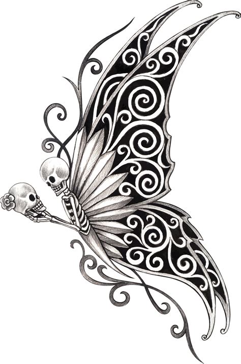 Surreal butterfly skull tattoo. Hand drawing and make graphic vector ...