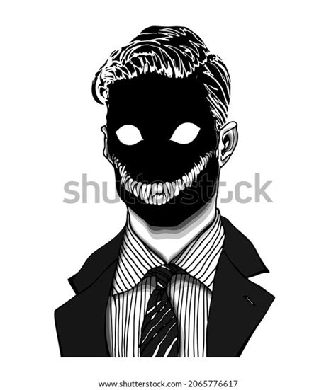 Hand Drawn Portrait Creepy Handsome Man Stock Vector (Royalty Free ...