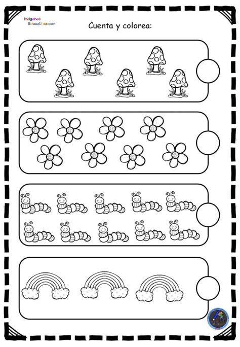 Ejercicio De Conteo Cuenta Y Colorea Imagenes Educativas