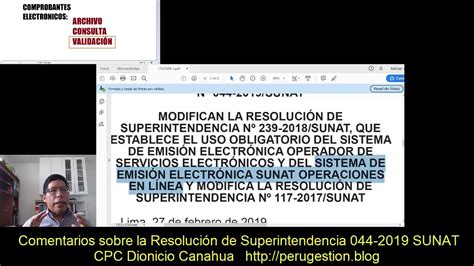 Resolución De Superintendencia 044 2019 Sunat Y Los Ose Youtube