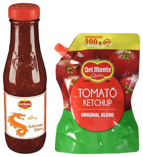 Delmonte Del Monte Schezwan Sauce 190g And Del Monte Tomato Ketchup Spout Pack 200g