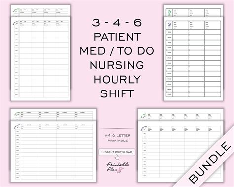 Nursing Shift Planner Bundle Multi Patient Medication Nurse Hourly