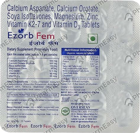 Buy Ezorb Fem Strip Of 15 Tablets Online At Flat 15 OFF PharmEasy