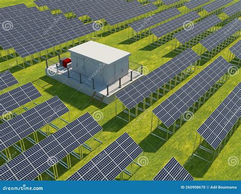 Solar Panels On The Grass Solar Power Plant Alternative Source Of