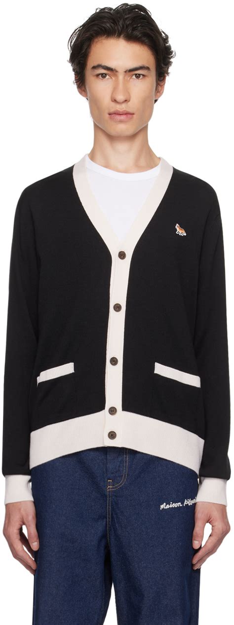 Black Baby Fox Cardigan by Maison Kitsuné on Sale