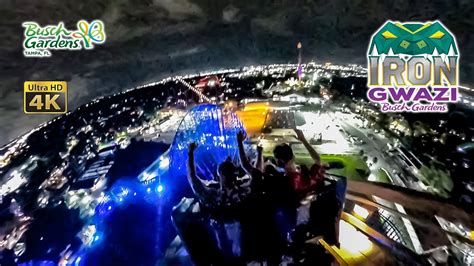 Iron Gwazi Roller Coaster At Night On Ride K Pov Busch Gardens Tampa