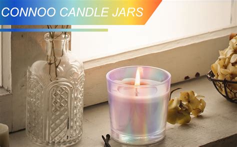 Connoo 12 Pack 10 Oz Iridescent Glass Candle Jars For