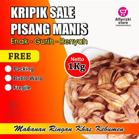 Jual Kripik Pisang Manis Kering Berat 1kg Asli Kebumen Shopee Indonesia