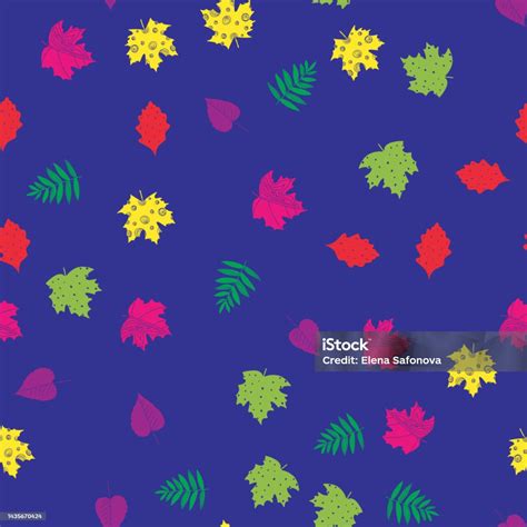 Fall Leaf Vector Illustration Seamless Pattern Hand Drawn Colorful Design Stock Illustration