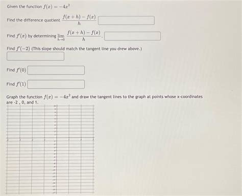 Solved Given The Function F X −4x2 Find The Difference