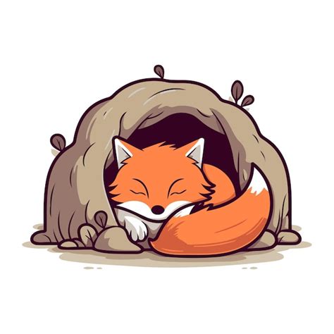 Renard De Dessin Anim Mignon Dormant Dans Une Illustration Vectorielle