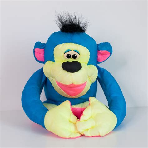 Fisher Price Puffalumps Monkey Neon Blue Chattering Chimp 1994 Whoop ...